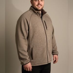 Big Men's Swiss Tech Brown Fleece Full Zip Sweater Jacket